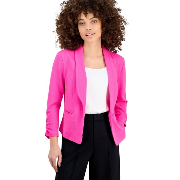 Bar III Jackets & Blazers - NWT Bar III 3/4-Sleeve Shawl-Collar Open Front Blazer Jacket Pinkadelic Pink PM